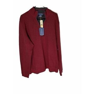 NEW Tommy Bahama Flip Side Pro Half-Zip Reversible Sweater Ruby Red Heather Nice